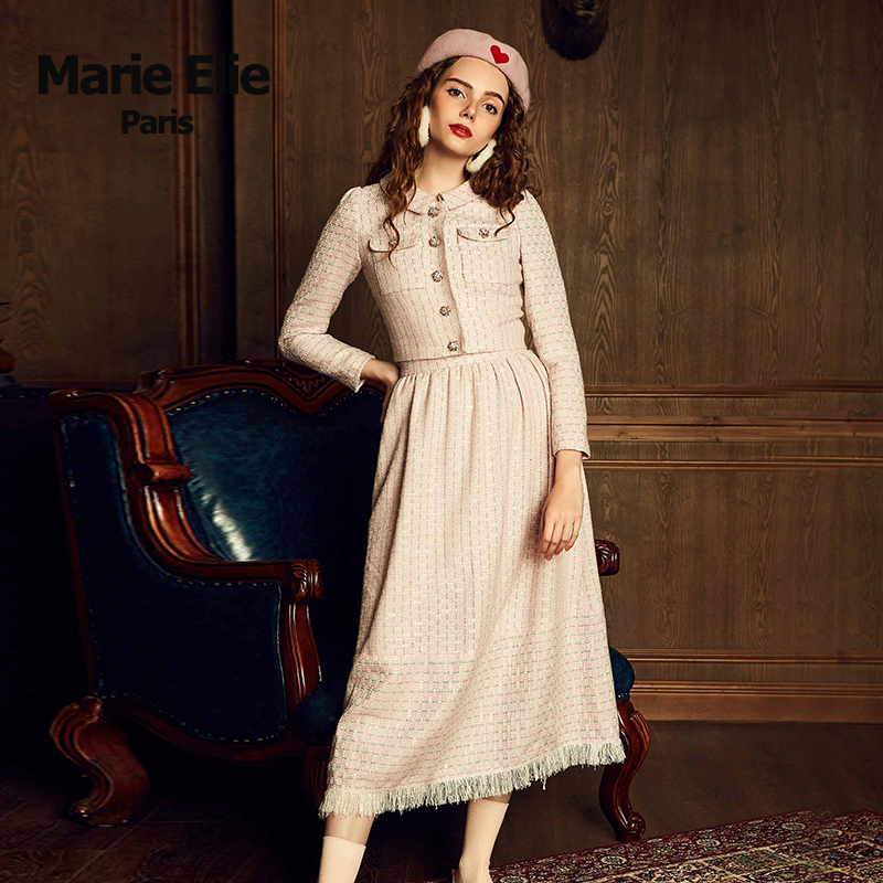 marie elie秋冬经典款条纹修身钻扣 MarieElie短外套