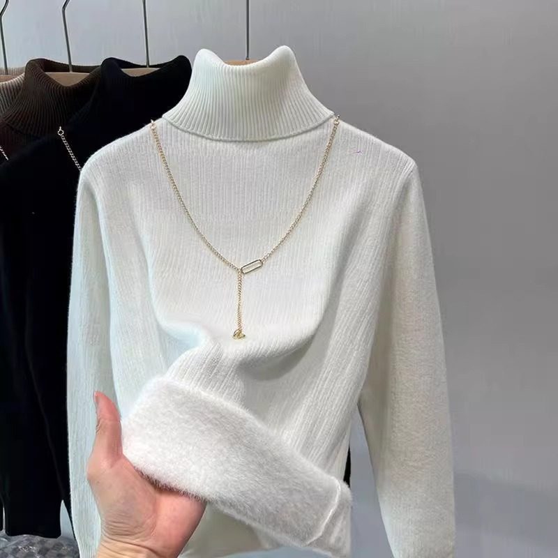高领加绒加厚打底衫上衣女2025秋冬新款一体绒内搭毛衣气质通勤风,淘宝优惠券,粉丝福利购,淘宝优惠卷