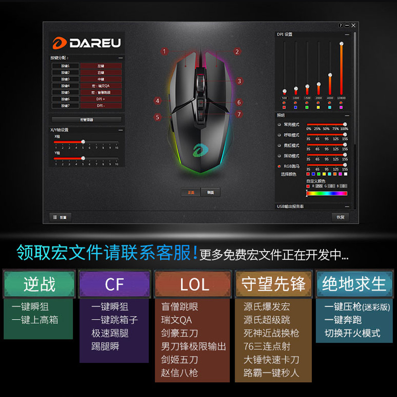 达尔优鼠标游戏专用1代2代5代EM915有线机械宏电竞电脑通用游戏-图3