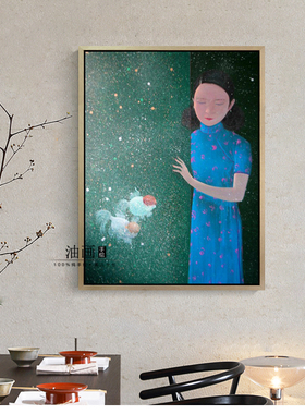 【我想和你虚度时光】纯手绘老旧上海旗袍女人物油画布装饰壁挂画