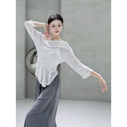 服女穿上衣生形体罩衫现代舞舞蹈练功服搭日常古典舞宽松长袖艺考 - 图0