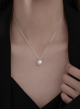 999纯银珍珠颈链轻奢项链秋冬小众女锁骨链2025新款爆款生日礼物