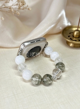 天然水晶表带适用于applewatch华为手表通用高端原创DIY水晶手链
