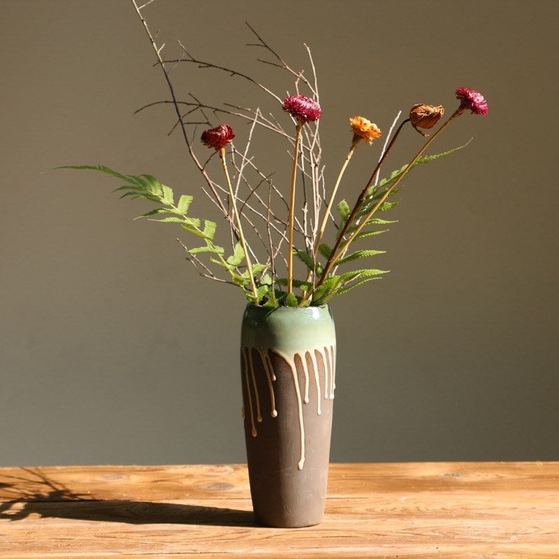 复古水滴流釉陶瓷花瓶干花花器客厅玄关茶餐厅家居装饰品摆件,淘宝优惠券,粉丝福利购,淘宝优惠卷