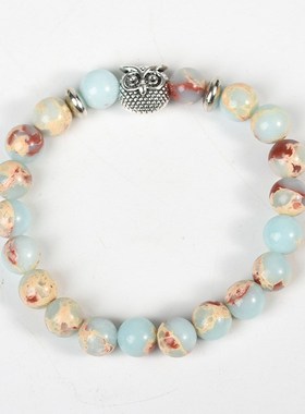 热卖 天然蛇皮石石串珠手链 帝皇石生命树海星吊坠手链