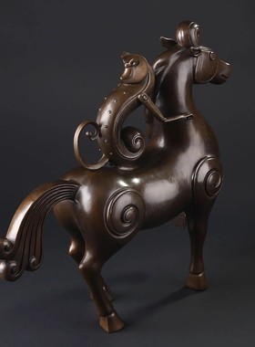 铜生肖马生肖猴摆件马上封猴礼品