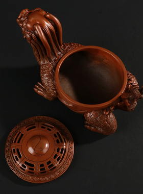 紫铜八卦盖子龙龟香炉工艺品香薰炉摆件佛堂祭祀用品