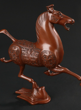 紫铜招财马摆件家居工艺品办公室商务马到成功礼品马踏飞燕装饰品