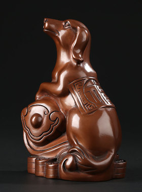 紫铜工艺品如意生肖狗摆件商务生日属狗礼品招财金钱旺家狗