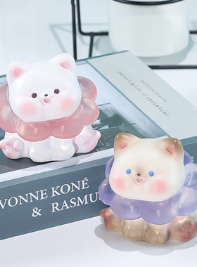 创意可爱猫咪花朵小夜灯桌面摆件