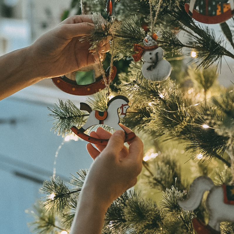 圣诞树木质可爱木马小挂件挂饰圣诞节装饰品christmas decoration-图1