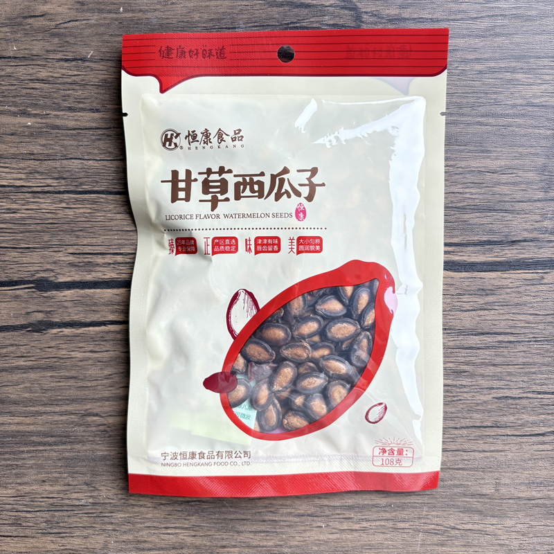 恒康108g甘草西瓜子大板西瓜子黑瓜子坚果炒货休闲追剧小吃零食 - 图0