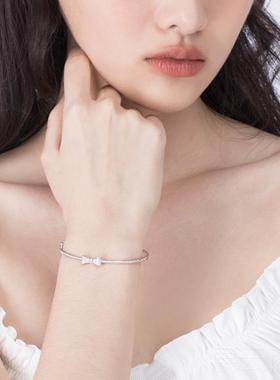 高档clect珂银里蝴蝶结银手女纯银轻奢小众精致日年镯轻款手链生