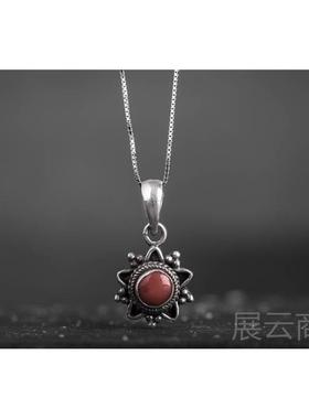 高档尼泊 尔手工25银9意饰品宝石手镯吊坠女个性 手链 创复古民族