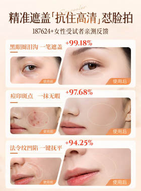 快遮笔黑眼圈泪沟法令纹眼袋斑点遮瑕液转色提亮遮瑕疵懒人新手