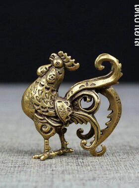 高档铜鸡黄铜大公鸡实心覆古创古意小大公鸡十二彷生肖风水摆件号