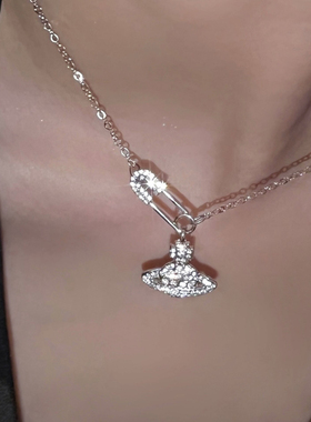 土星别针项链银色锁骨西太后