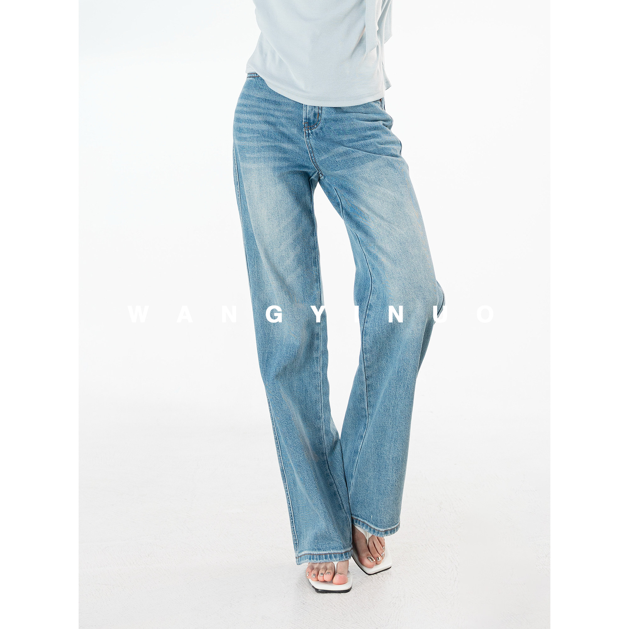 MD依诺【层次魅力】2026春季款时尚百搭设计师减龄高腰休闲牛仔裤,淘宝优惠券,粉丝福利购,淘宝优惠卷