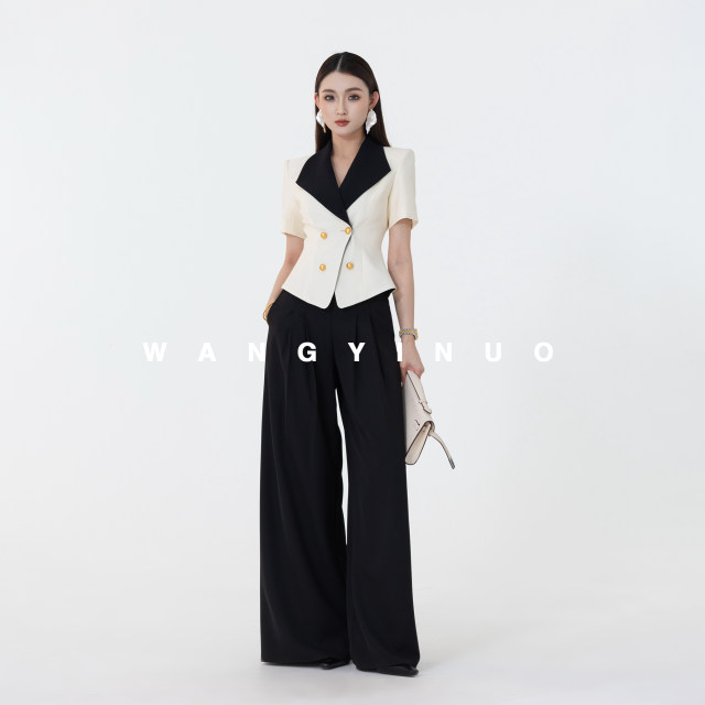 MD Inno Warm Sugar Latte 2026 Summer Style Slim Temperament Versatile Slim Fit Splicing Socialite Suit Top