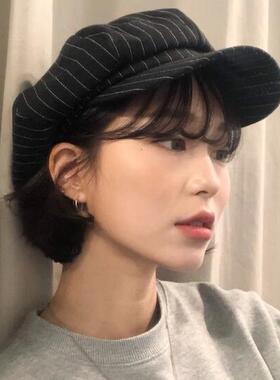 日系女韩版复古百搭潮八角帽子