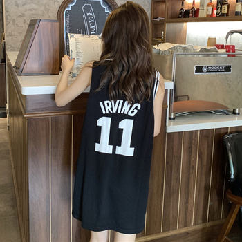 Sling vest ກິລາ vest sleeveless t-shirt women's summer design niche outer wear ins basketball uniform loose top