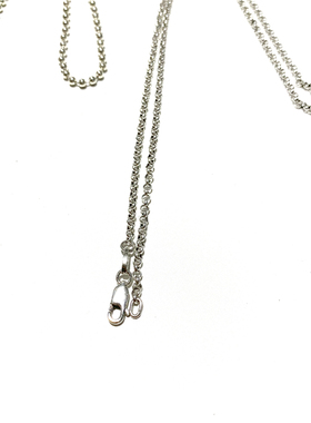 匠银JY S925纯银圆环链圆珠项链2MM百搭吊坠细款情侣银饰项链