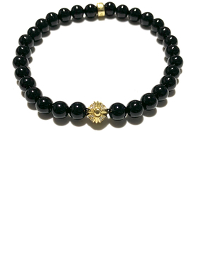 匠银JY 925纯银镀22k金情侣镀金镶钻四金珠金珠6MM手串手链