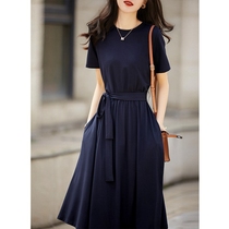 Fan-style small crowdband short sleeve foreign dress elegant qi and light cooked cashew with slim long dress 2022 new summer