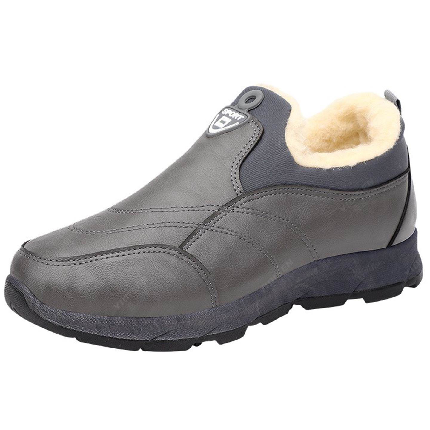 意迪森高端男鞋冬季一脚蹬加厚棉鞋中老年老北京加绒布鞋男士鞋子 - 图3