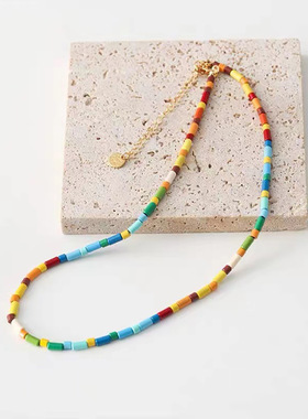 烟火人家孙千陶姝娜同款项链彩色串珠糖果美拉德锁骨链颈链choker