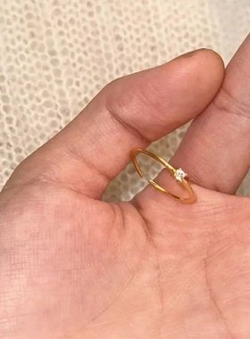 赵露思同款金色细戒指开口可调节