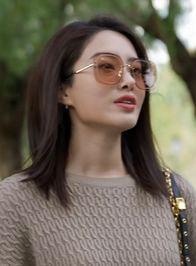 欢乐颂5杨采钰露西同款墨镜大框茶色户外遮阳防晒明星眼镜太阳镜