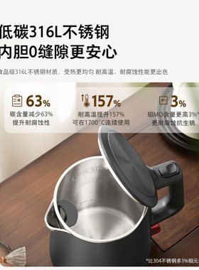 东芝316L不锈钢电热水壶1.7L