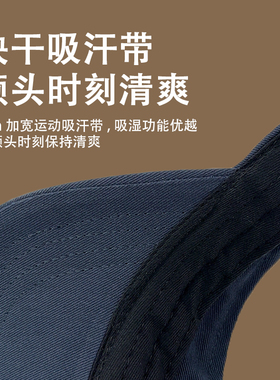 大头围藏青色R标空顶帽子日系复古纯色鸭舌帽百搭运动防晒遮阳帽