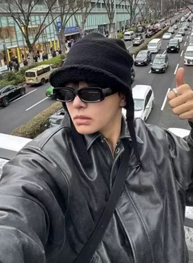 护耳保暖包头雷锋帽子男女韩版网红同款冷帽双面毛呢户外飞行帽潮