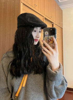 白色前进女日系百搭鸭舌报童帽子