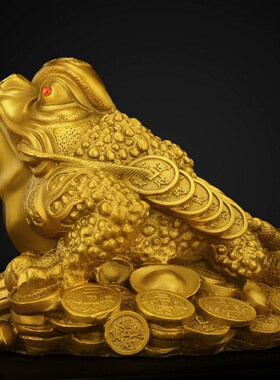 铜金蟾招财纯黄铜三足金蝉蟾蜍