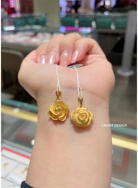 幸福花语18K金玫瑰花项链 女纯银立体花朵锁骨链山茶花个性礼物潮