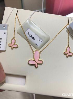 22K金蝴蝶结纯银锁骨链女款