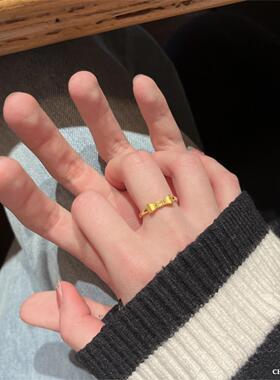 蒂王尔18K金蝴蝶结拉丝女戒