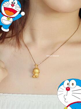 18K金多拉A梦纯银镀金锁骨链