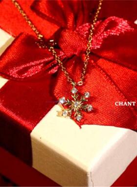 14K金小雪花六芒星镶钻锁骨链