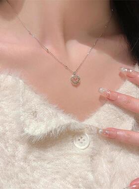 月桂之心摩根石项链心形镶钻