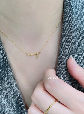22K金竹节微笑锁骨链轻奢纯银