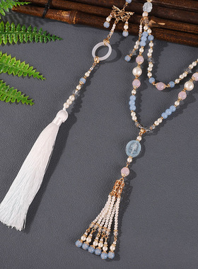 国风明制蓝色串珠项链长璎珞