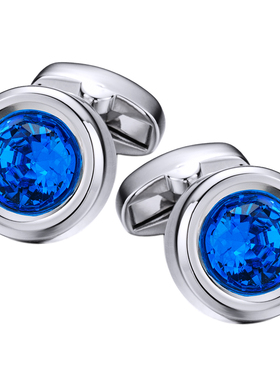 宝蓝水晶袖扣男士法式衬衫袖口袖钉衬衣袖口扣定制刻字 Cufflinks