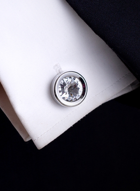 高档法式衬衫袖扣男士轻奢定制衬衣水晶袖口扣钉男袖钉 cufflinks