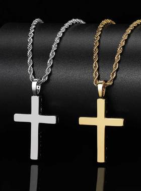 马思唯同款满钻hiphop十字架吊坠项链锁骨链美式嘻哈