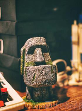 正品一创意 送朋新奇礼个物 立体友复古工艺收纳摆件复活岛石人像