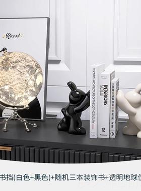 正品居兔子书档摆饰件高档书柜仿真书童儿房书房客厅酒柜电视柜家